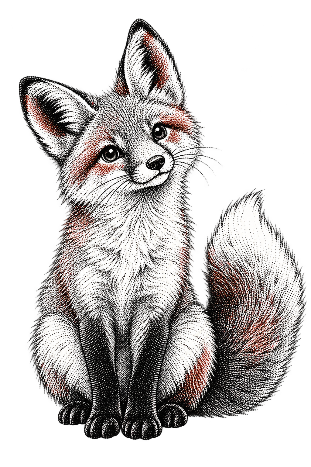 A playful halftone fox